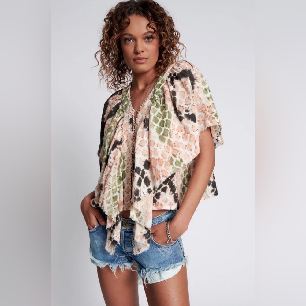 Free People x One Teaspoon Hand Painted Draped Boa Top Size XXS Oversized